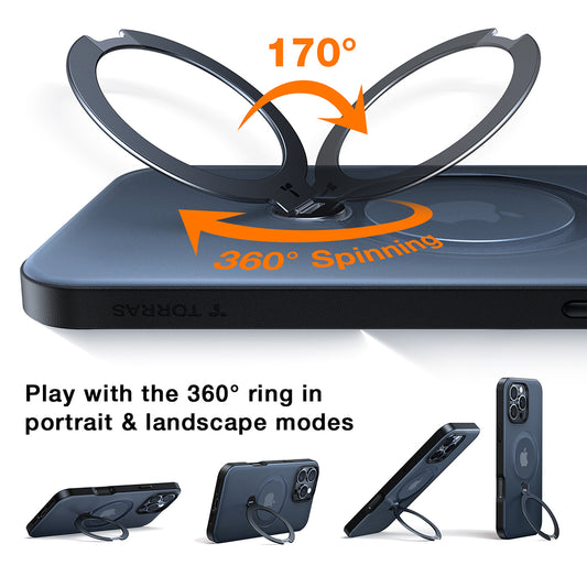 Futrola MagSafe za Apple iPhone 17 Pro, Torras, Ostand Spin, Crna