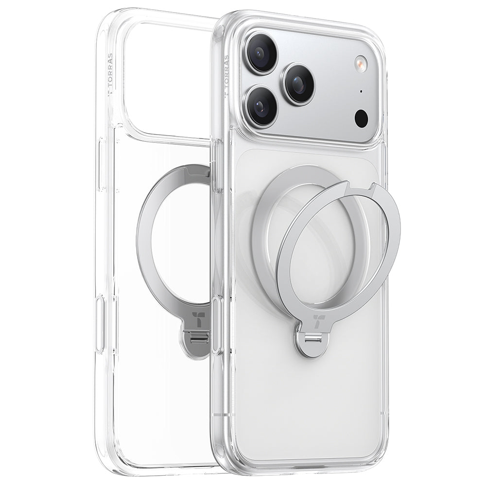 Husa MagSafe za Apple iPhone 17 Pro, Torras, Ostand Spin, Transparentna