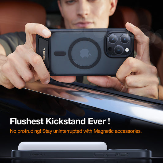 Husa MagSafe za Apple iPhone 17 Pro, Torras, Pstand, Crna