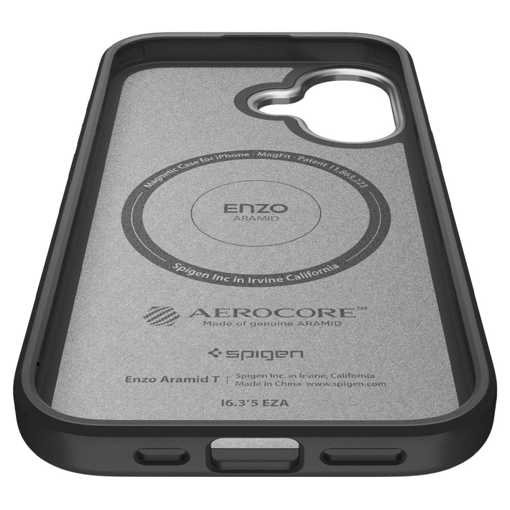 Husa MagSafe za Apple iPhone 17, Spigen, Enzo Aramid T, Crno Srebrna ACS09989
