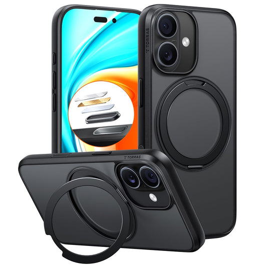 Husa MagSafe za Apple iPhone 17, Torras, Ostand Pro, Crna