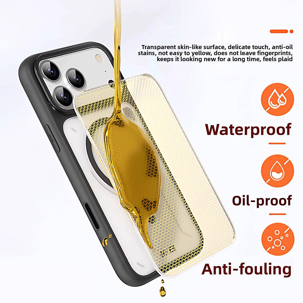 MagSafe maska za Apple iPhone 18 Pro / 17 Pro, Blueo, postolje za odvođenje toplote, satenski providna narandžasta