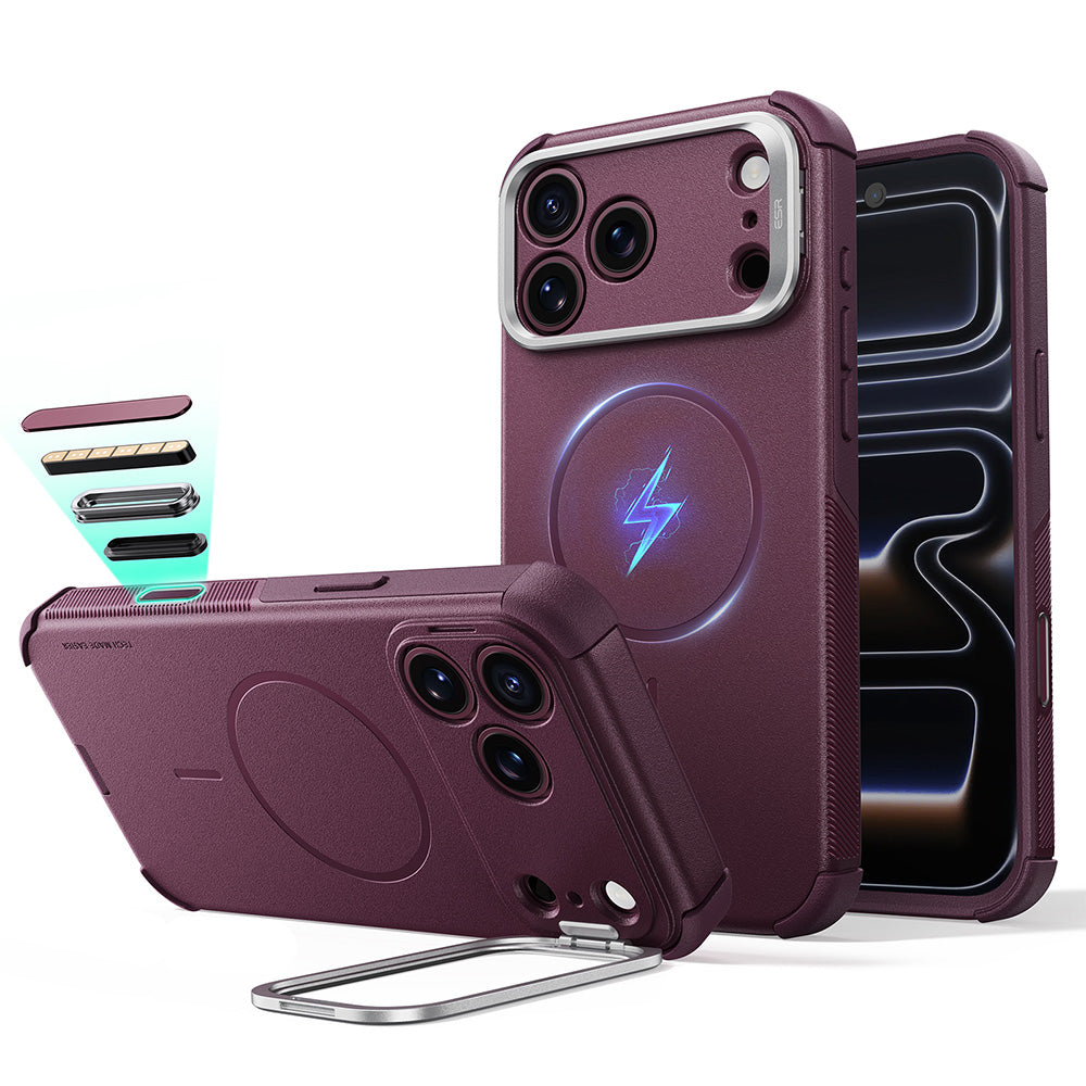 MagSafe futrola za Apple iPhone 18 Pro / 17 Pro, ESR, Cyber Armor Kickstand, Tamno Bordo Saten