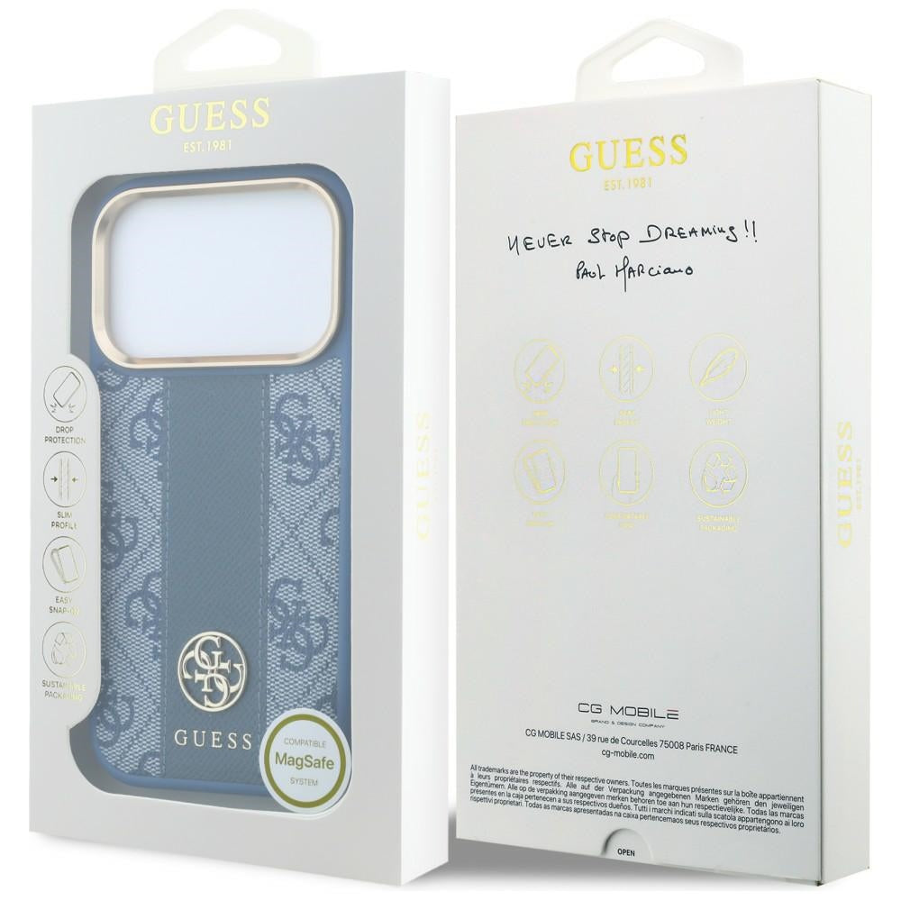 MagSafe futrola za Apple iPhone 18 Pro / 17 Pro, Guess, 4G Stripe Round Classic Logo, Plava