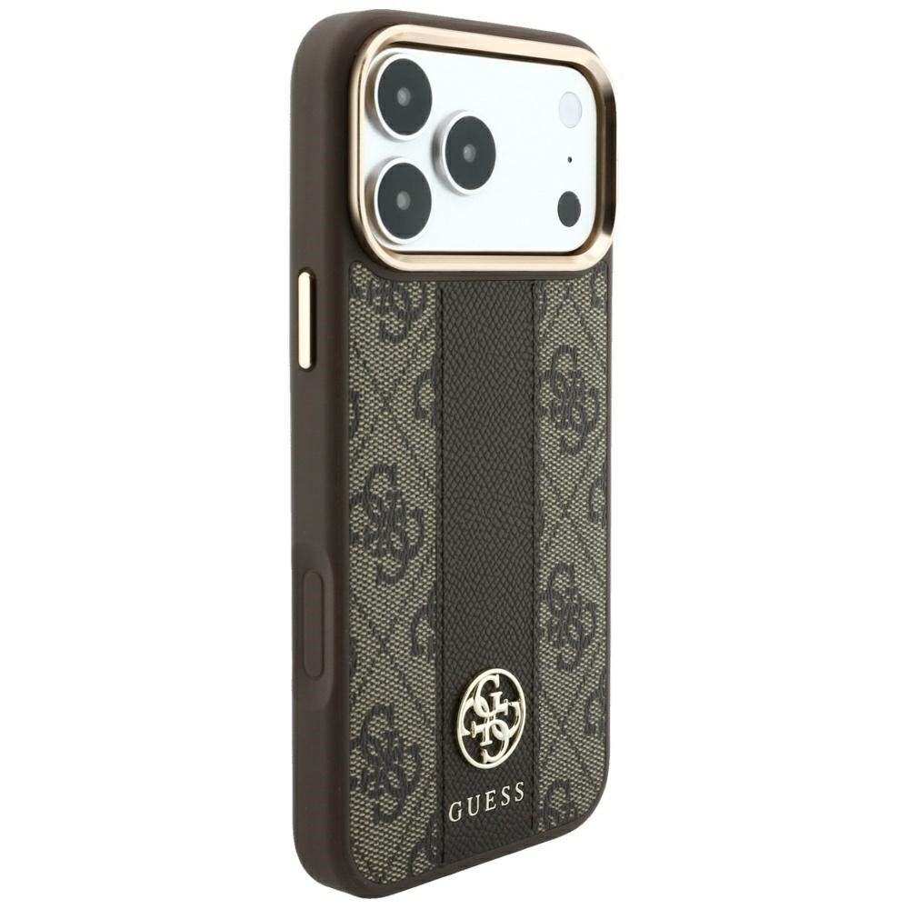 MagSafe futrola za Apple iPhone 18 Pro / 17 Pro, Guess, 4G Stripe Round Classic Logo, Braon