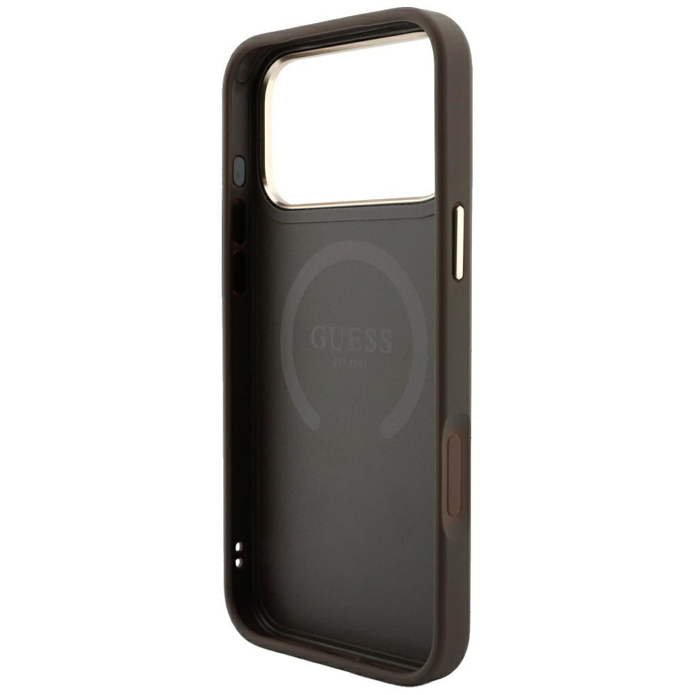 MagSafe futrola za Apple iPhone 18 Pro / 17 Pro, Guess, 4G Stripe Round Classic Logo, Braon