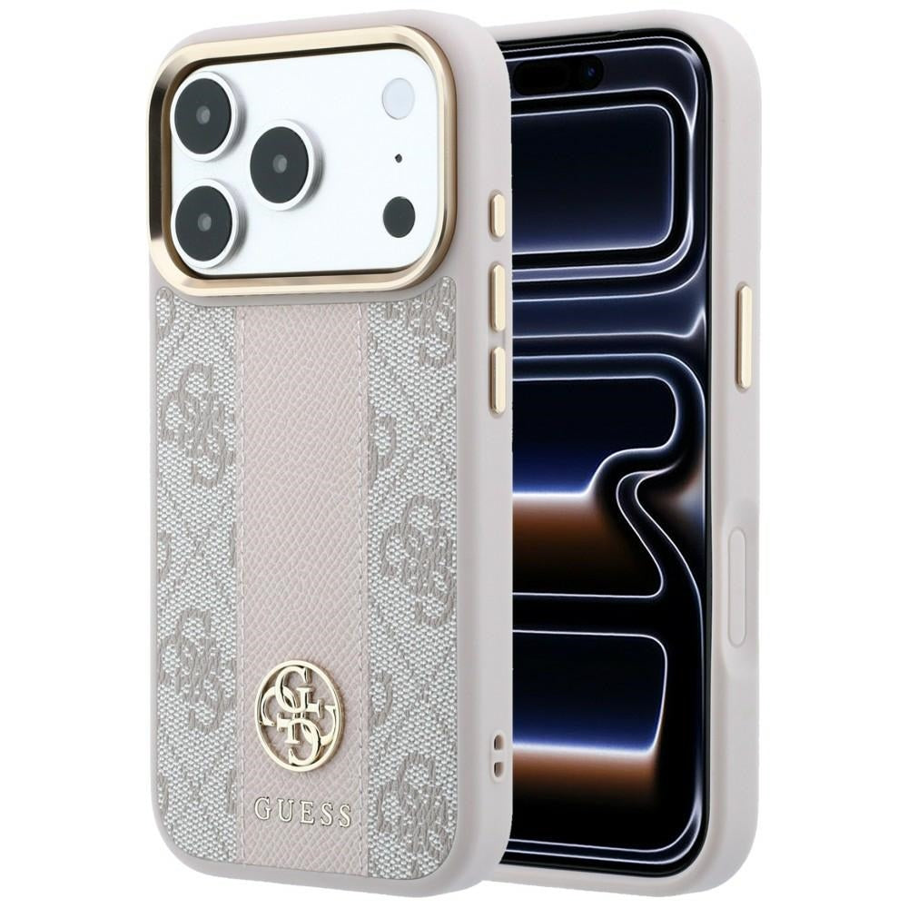 MagSafe futrola za Apple iPhone 18 Pro / 17 Pro, Guess, 4G Stripe Round Classic Logo, Roze