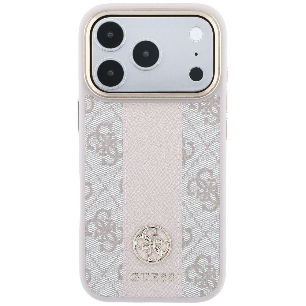 MagSafe futrola za Apple iPhone 18 Pro / 17 Pro, Guess, 4G Stripe Round Classic Logo, Roze