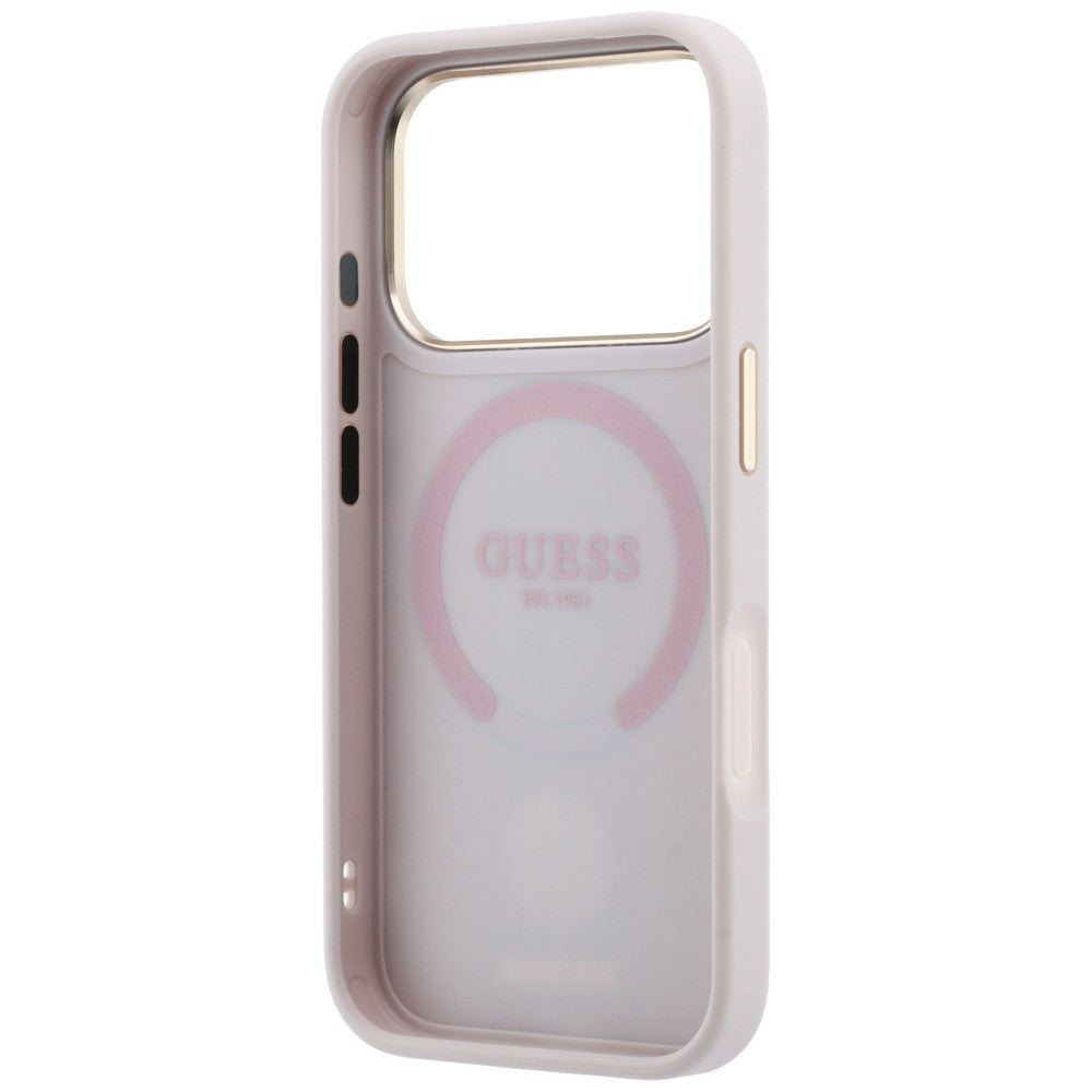 MagSafe futrola za Apple iPhone 18 Pro / 17 Pro, Guess, 4G Stripe Round Classic Logo, Roze