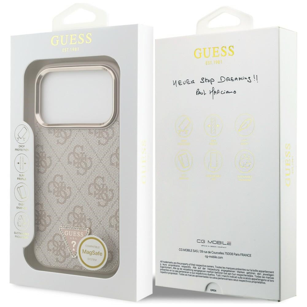 MagSafe futrola za Apple iPhone 18 Pro / 17 Pro, Guess, 4G Triangle Logo, Roze Zlatna