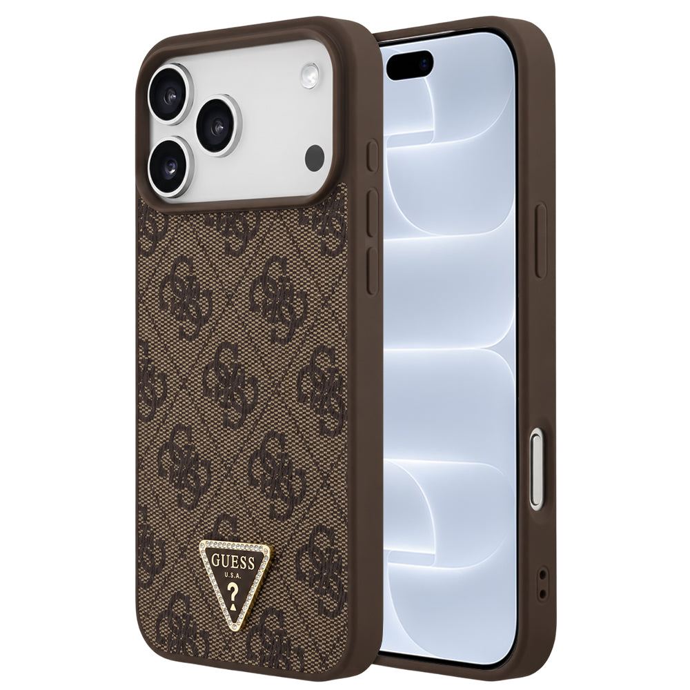 MagSafe futrola za Apple iPhone 18 Pro / 17 Pro, Guess, 4G Triangle Strass, Braon