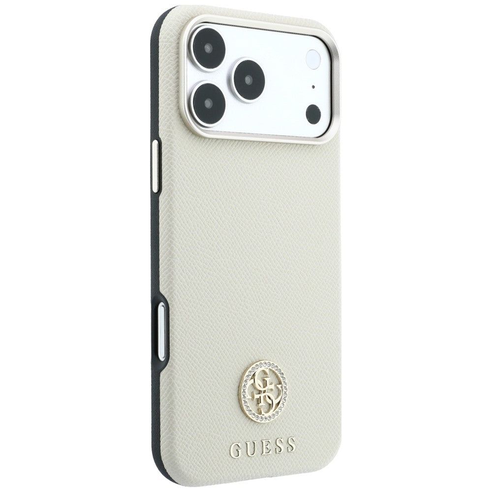MagSafe futrola za Apple iPhone 18 Pro / 17 Pro, Guess, Grained Round Strass Logo, Bež