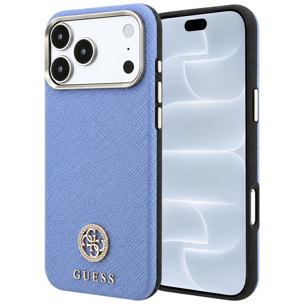 MagSafe futrola za Apple iPhone 18 Pro / 17 Pro, Guess, Grained Round Strass Logo, Plava