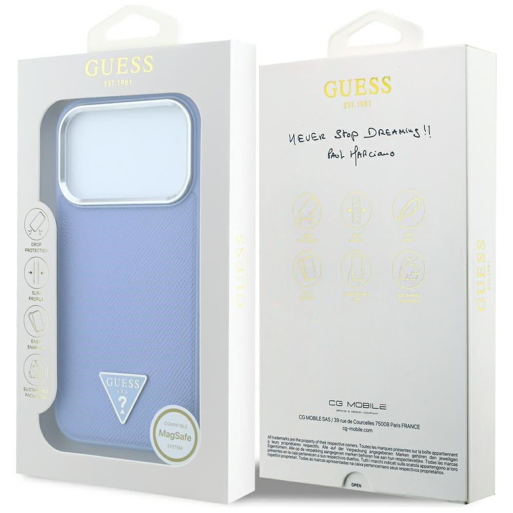 MagSafe futrola za Apple iPhone 18 Pro / 17 Pro, Guess, Grained Triangle Logo, Plava