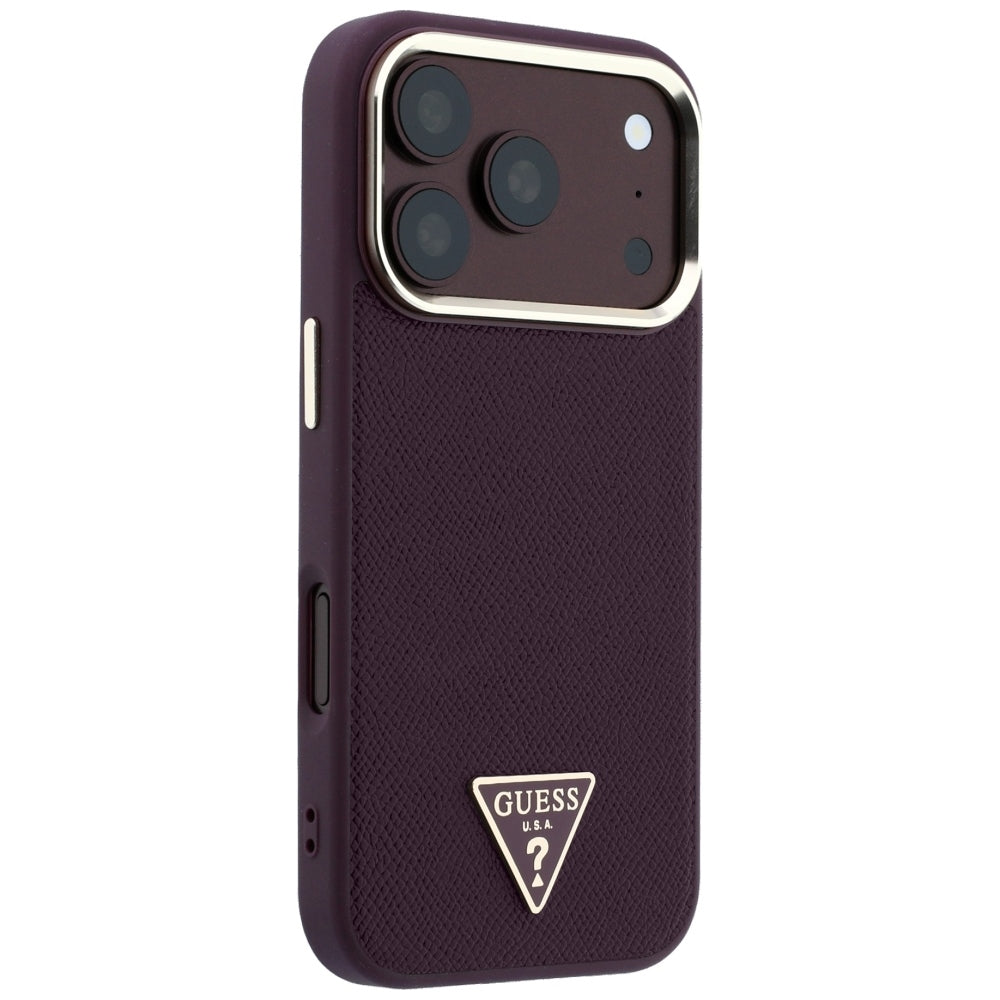 MagSafe futrola za Apple iPhone 18 Pro / 17 Pro, Guess, Grained Triangle Logo, Bordo