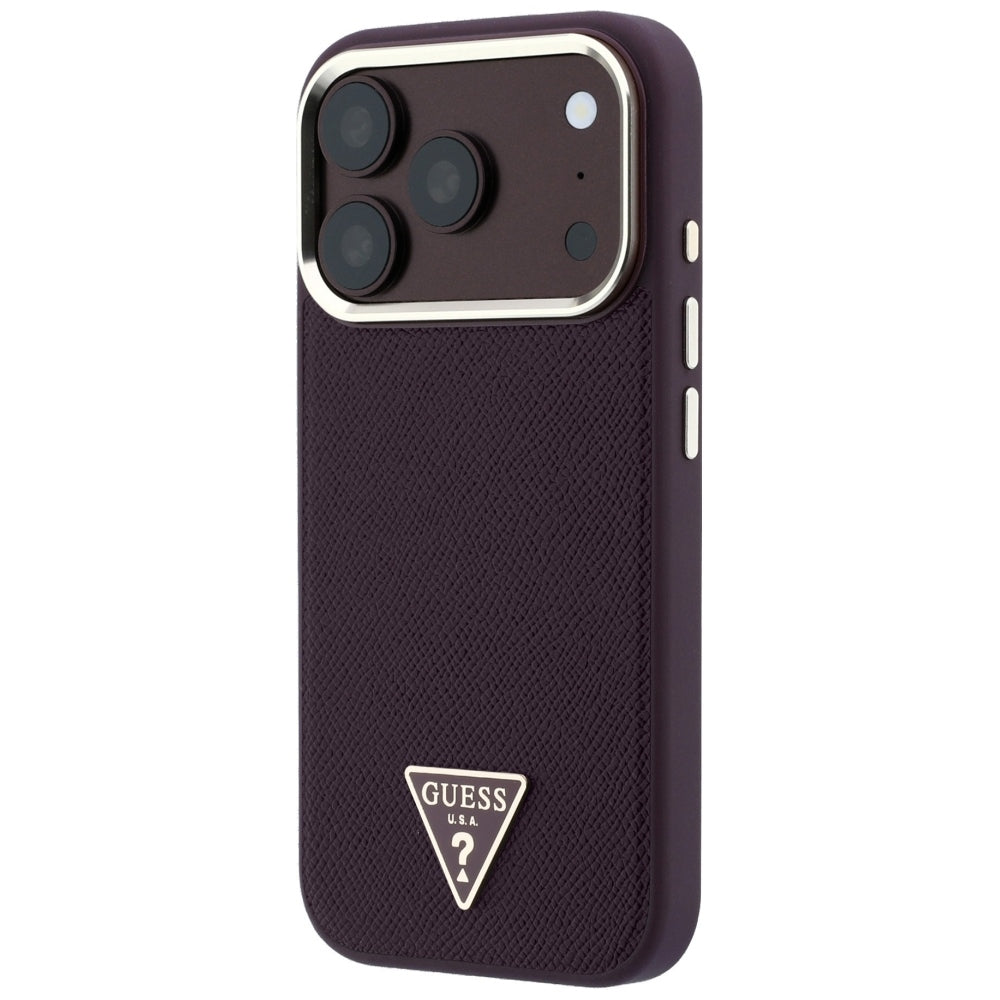 MagSafe futrola za Apple iPhone 18 Pro / 17 Pro, Guess, Grained Triangle Logo, Bordo