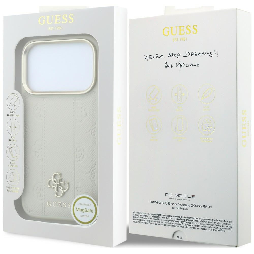 MagSafe futrola za Apple iPhone 18 Pro / 17 Pro, Guess, Peony 4G Small Logo, Bež
