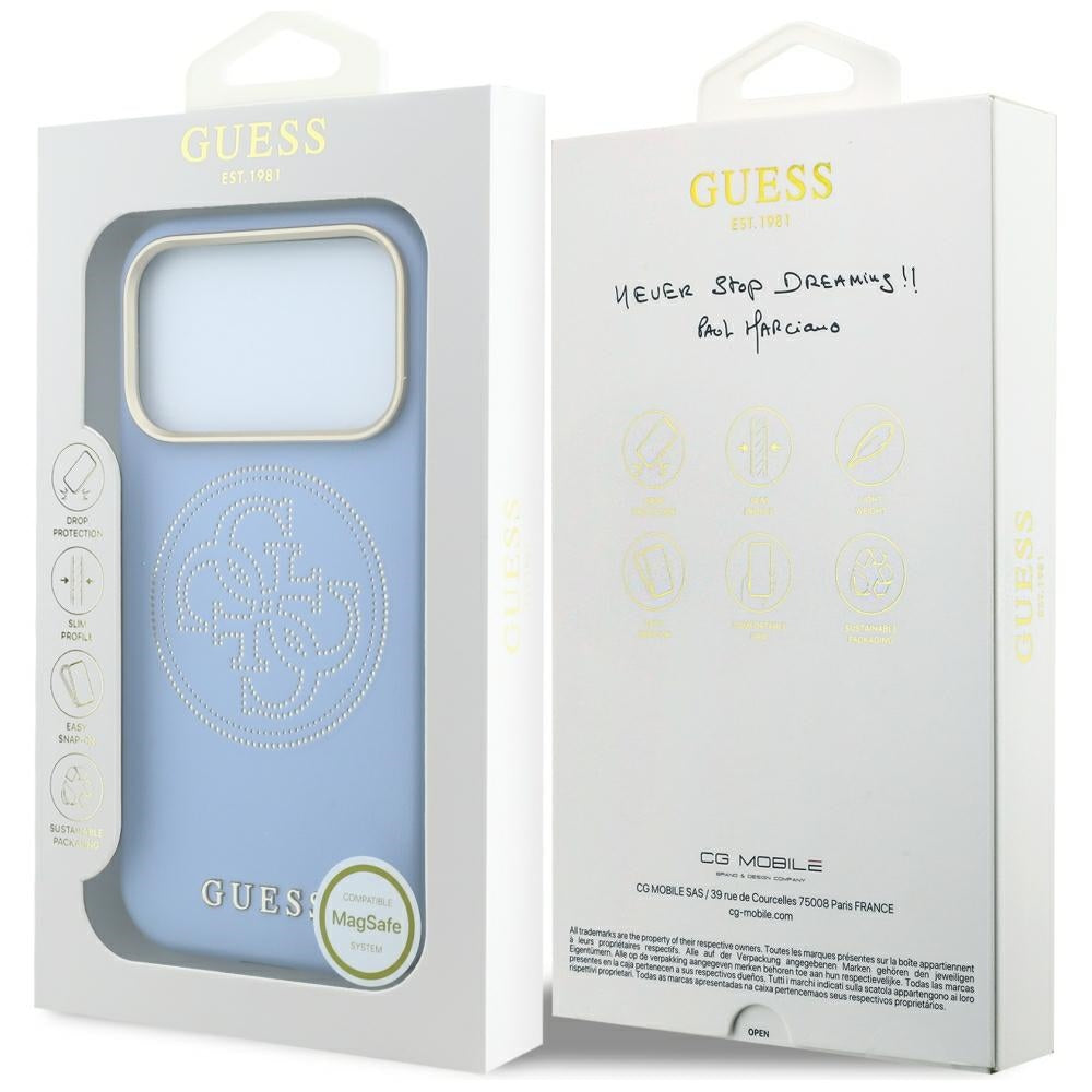 MagSafe futrola za Apple iPhone 18 Pro / 17 Pro, Guess, Perforated 4G, Plava