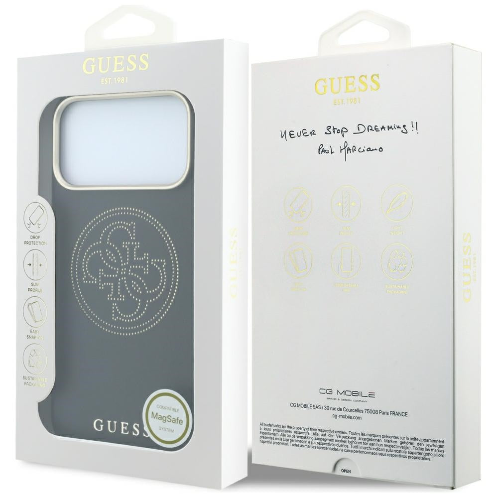 MagSafe futrola za Apple iPhone 18 Pro / 17 Pro, Guess, Perforated 4G, Crna