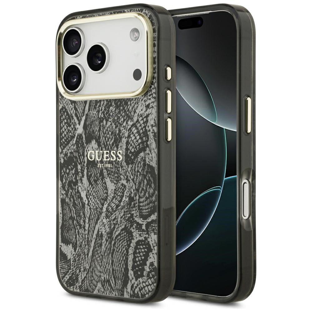 MagSafe futrola za Apple iPhone 18 Pro / 17 Pro, Guess, Python Pattern, Crna