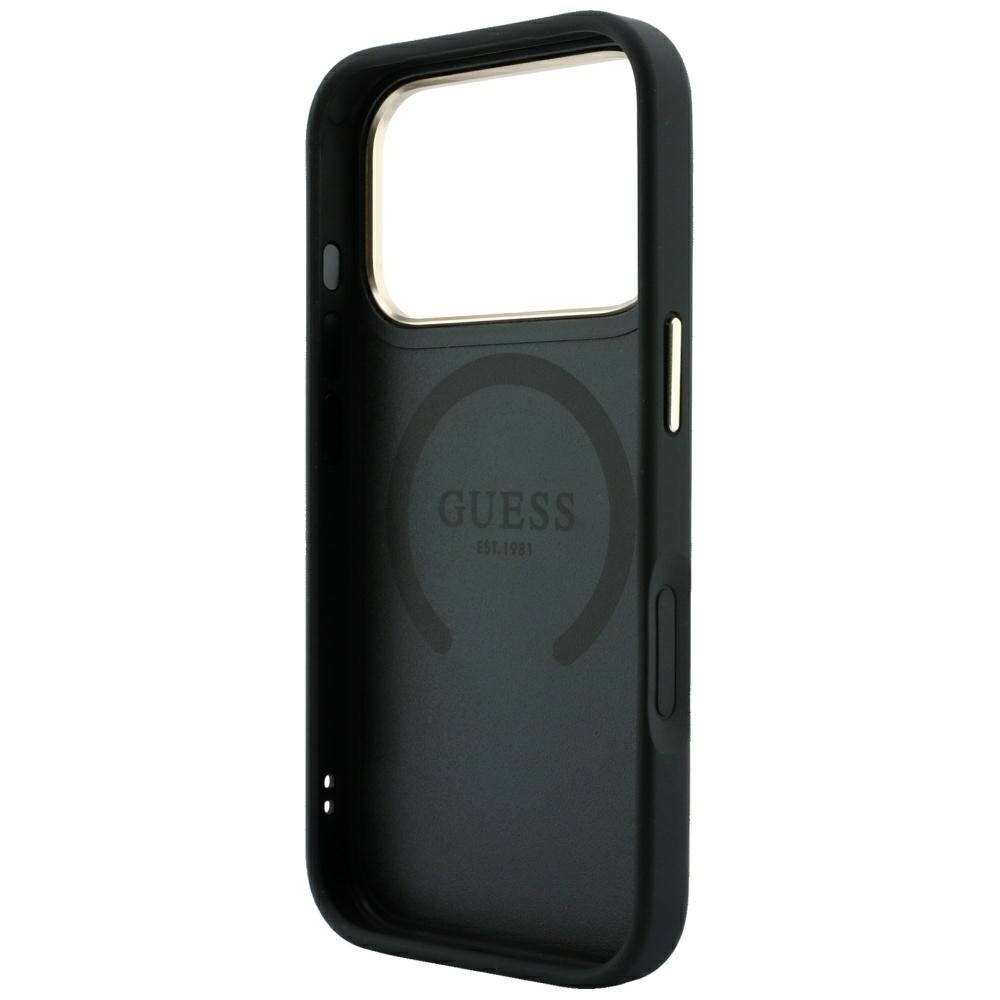MagSafe futrola za Apple iPhone 18 Pro / 17 Pro, Guess, Saffiano Peony Ring, Crna