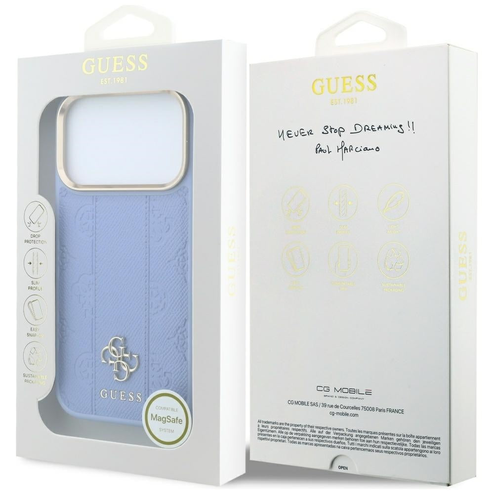 MagSafe futrola za Apple iPhone 18 Pro / 17 Pro, Guess, Stripe Peony 4G, Plava