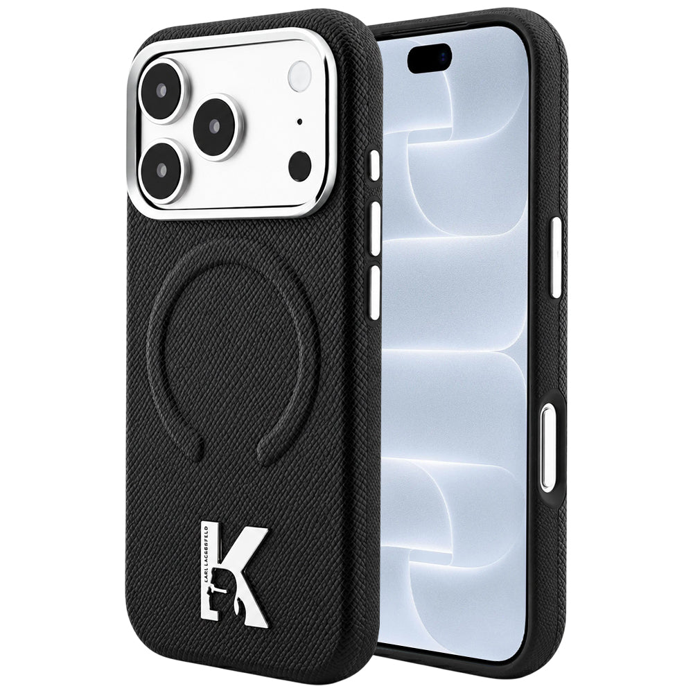 MagSafe futrola za Apple iPhone 18 Pro / 17 Pro, Karl Lagerfeld, Grained Embossed Ring, Crna