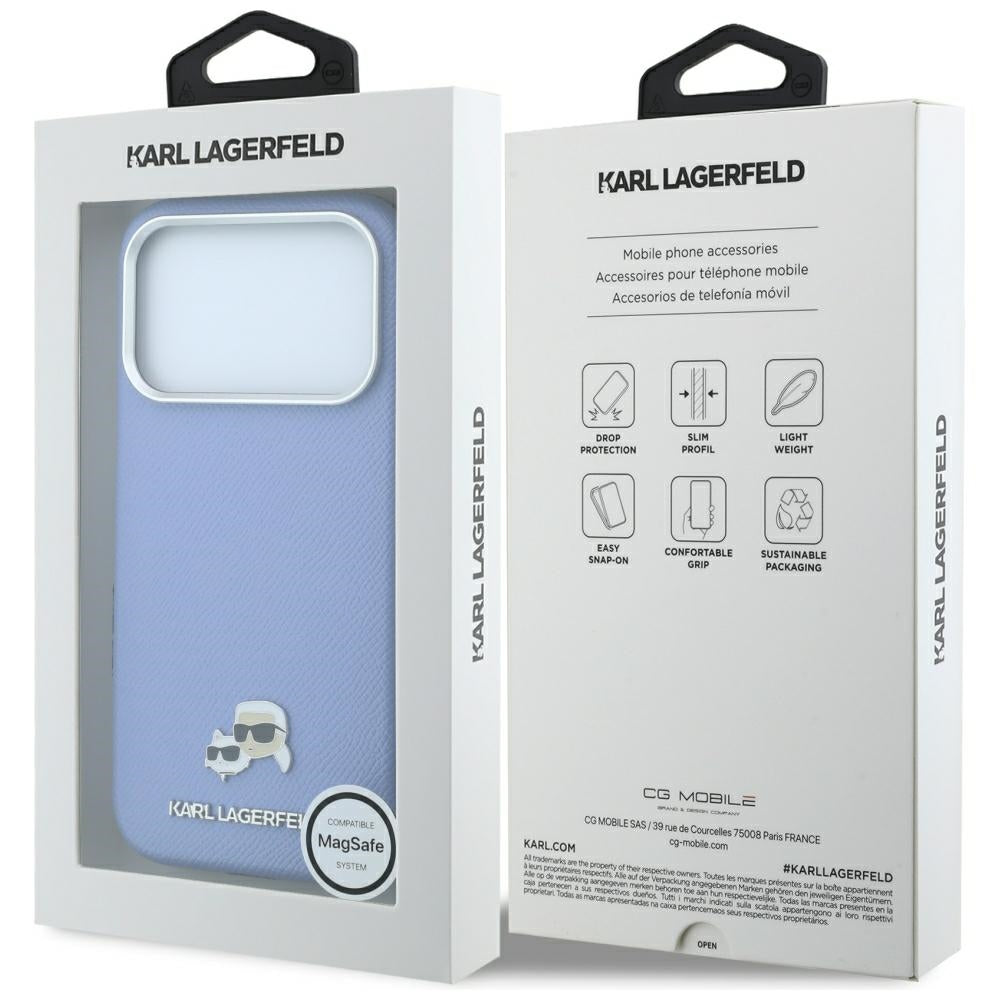 MagSafe futrola za Apple iPhone 18 Pro / 17 Pro, Karl Lagerfeld, Grained Karl & Choupette Head's Metal, Plava