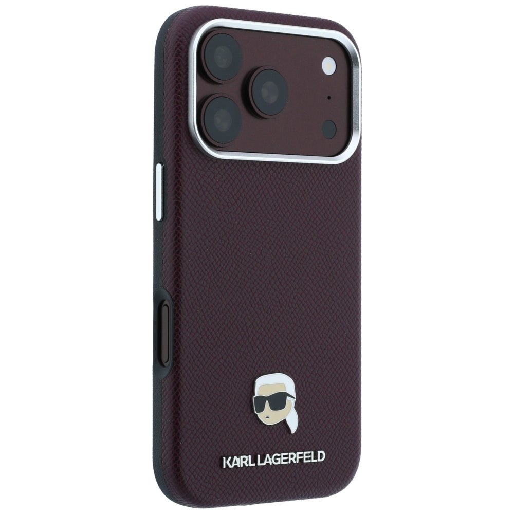 MagSafe futrola za Apple iPhone 18 Pro / 17 Pro, Karl Lagerfeld, Grained Karl Head's Metal, Bordo