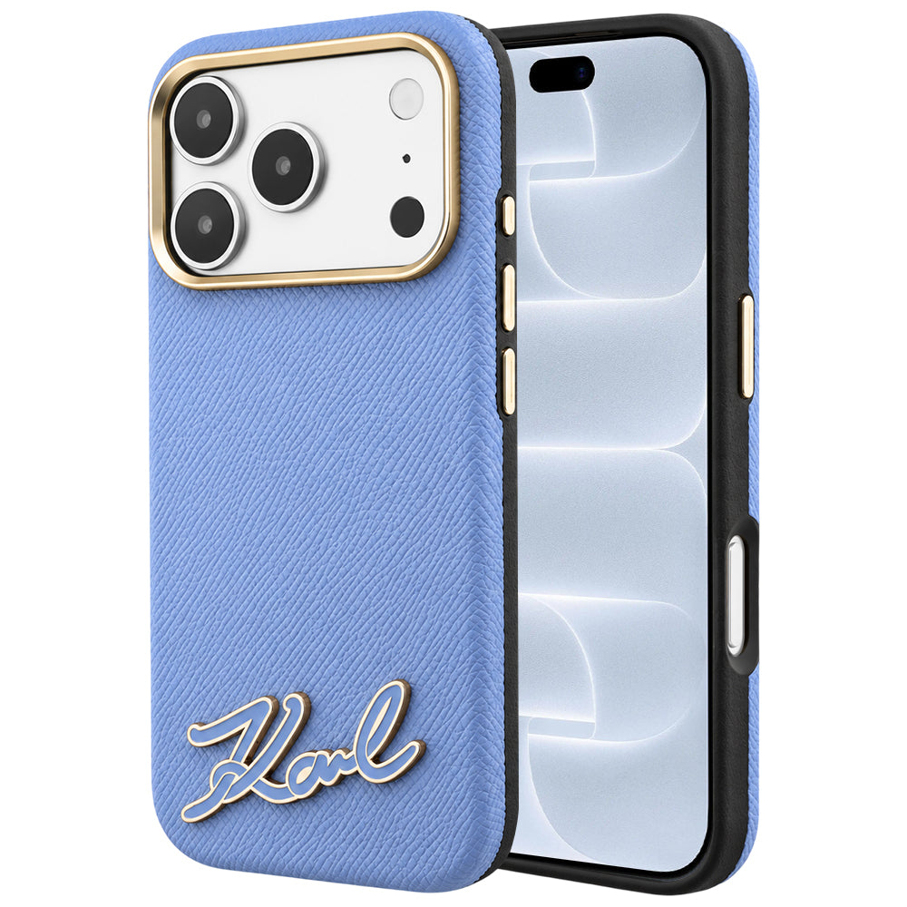 MagSafe futrola za Apple iPhone 18 Pro / 17 Pro, Karl Lagerfeld, Grained Resin Sign Logo, Plava