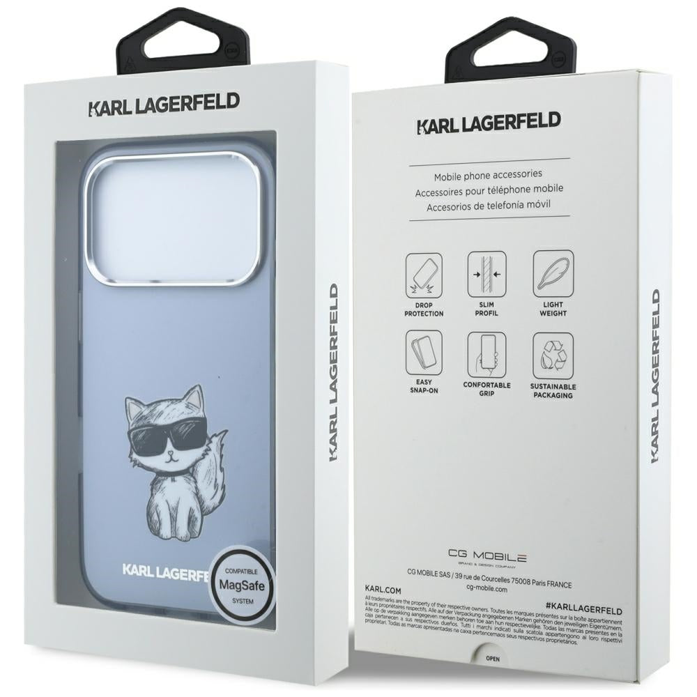 MagSafe futrola za Apple iPhone 18 Pro / 17 Pro, Karl Lagerfeld, IML Choupette Body Sketch Print, Plava
