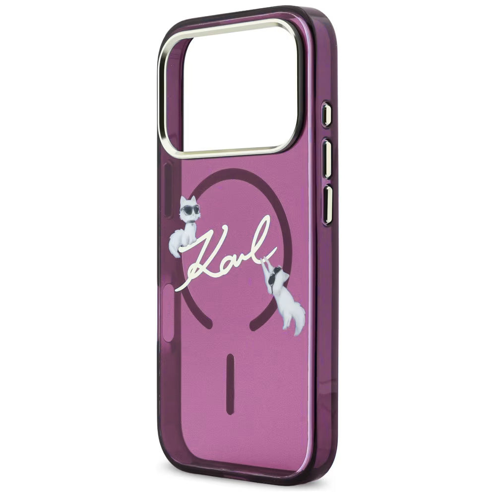 MagSafe futrola za Apple iPhone 18 Pro / 17 Pro, Karl Lagerfeld, IML Choupette Karl Script Logo, Bordo