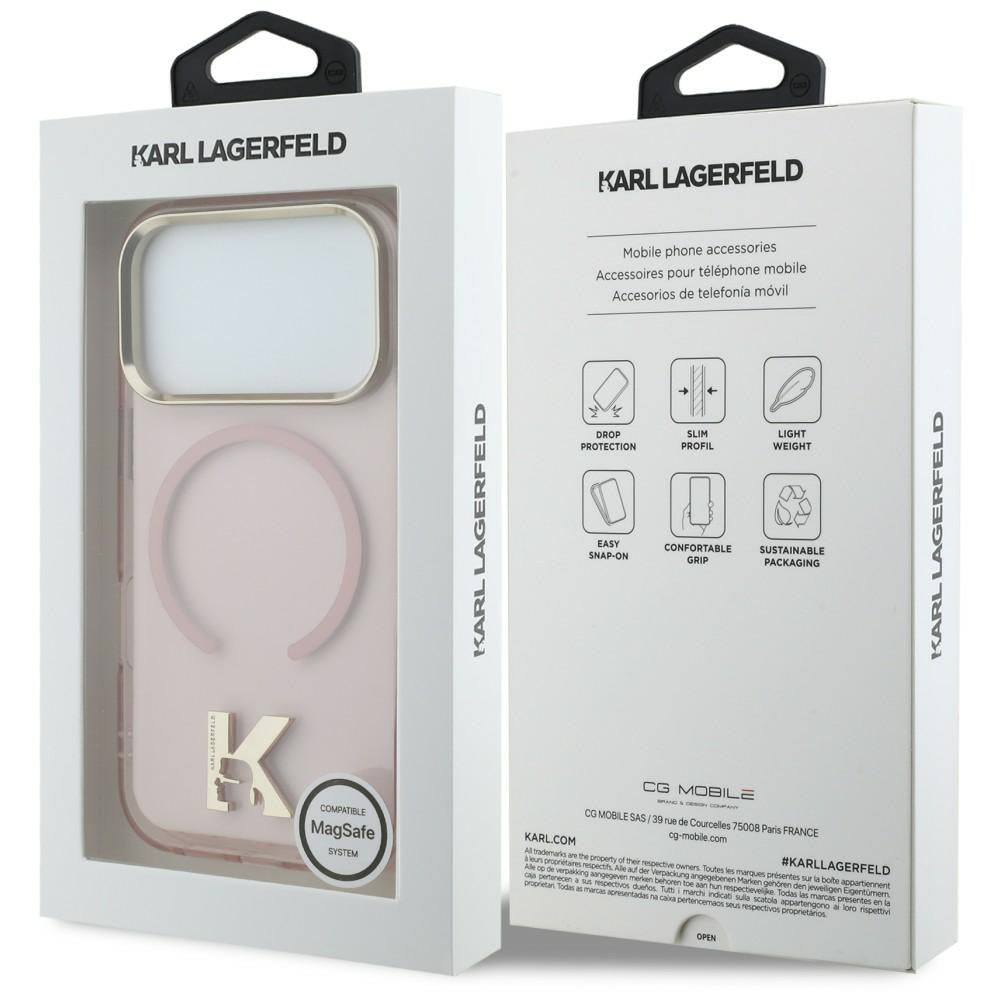 MagSafe maska za Apple iPhone 18 Pro / 17 Pro, Karl Lagerfeld, IML Karl Head Logo, roze