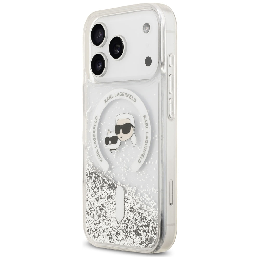 MagSafe futrola za Apple iPhone 18 Pro / 17 Pro, Karl Lagerfeld, Liquid Glitter Karl & Choupette Head's, Providna