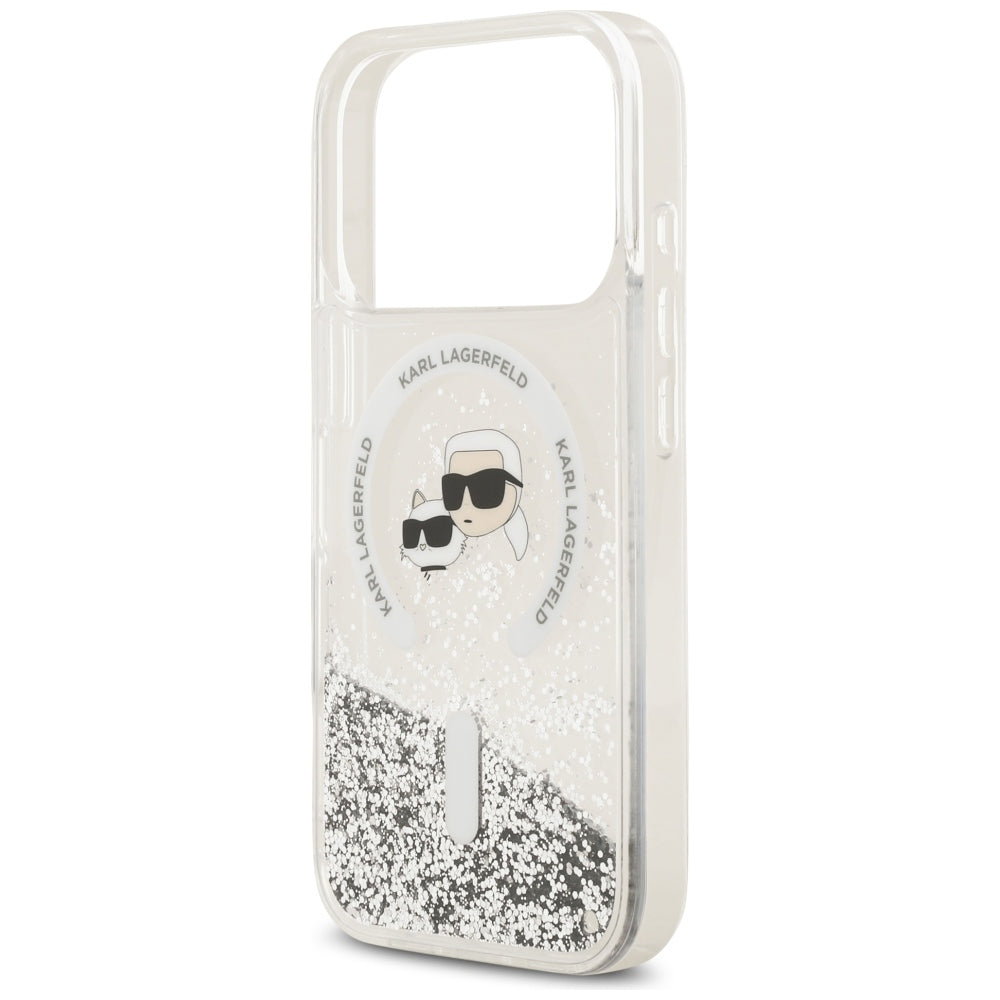 MagSafe futrola za Apple iPhone 18 Pro / 17 Pro, Karl Lagerfeld, Liquid Glitter Karl & Choupette Head's, Providna