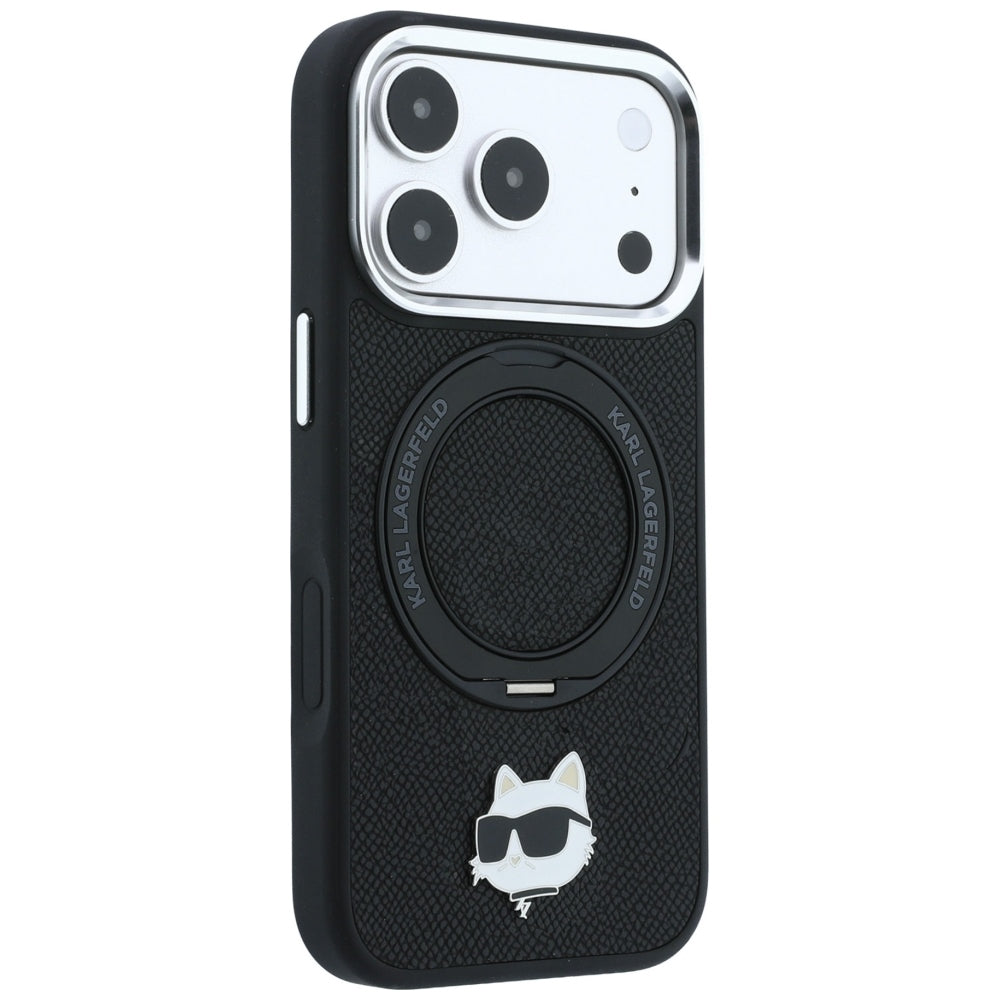 MagSafe futrola za Apple iPhone 18 Pro / 17 Pro, Karl Lagerfeld, Ring Stand 360 Choupette Pin, Crna