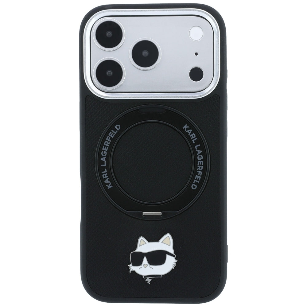 MagSafe futrola za Apple iPhone 18 Pro / 17 Pro, Karl Lagerfeld, Ring Stand 360 Choupette Pin, Crna