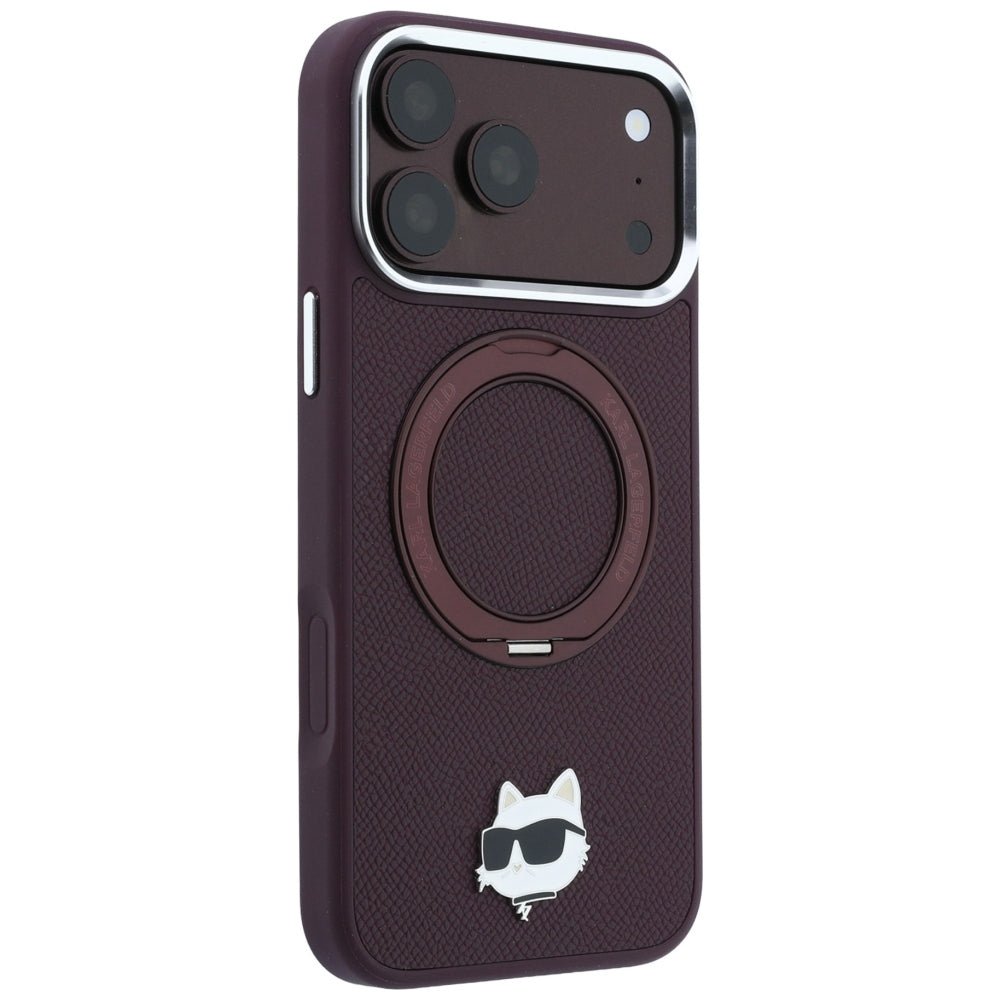 MagSafe futrola za Apple iPhone 18 Pro / 17 Pro, Karl Lagerfeld, Ring Stand 360 Choupette Pin, Bordo