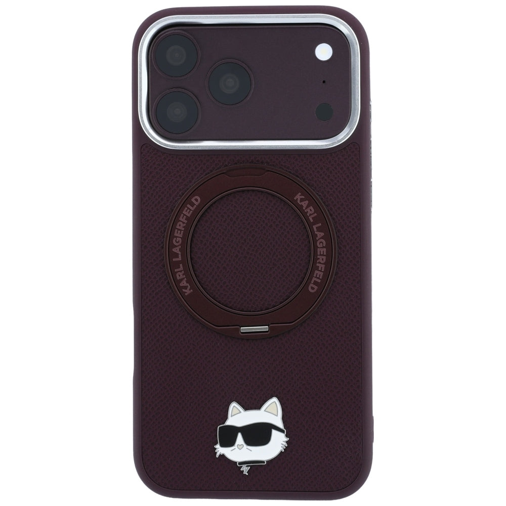MagSafe futrola za Apple iPhone 18 Pro / 17 Pro, Karl Lagerfeld, Ring Stand 360 Choupette Pin, Bordo