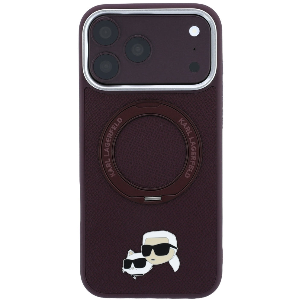 MagSafe futrola za Apple iPhone 18 Pro / 17 Pro, Karl Lagerfeld, Ring Stand 360 Karl & Choupette Pin, Bordo
