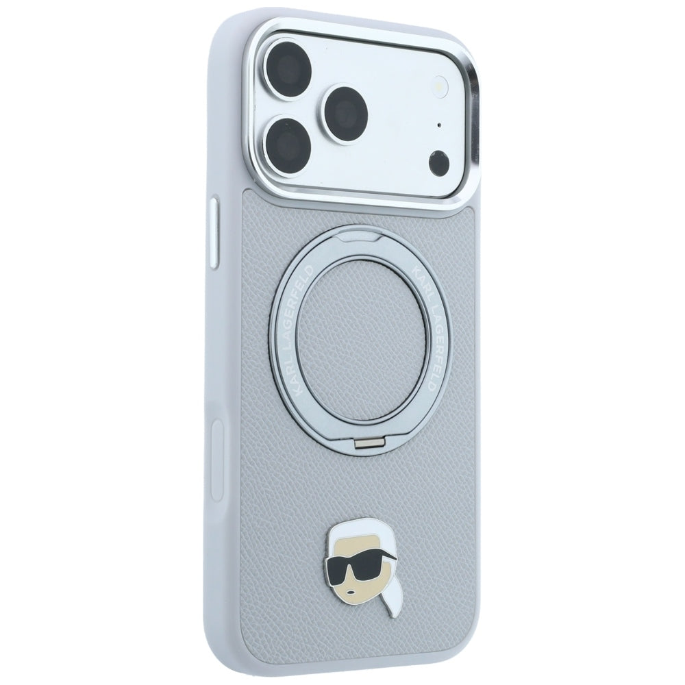 MagSafe futrola za Apple iPhone 18 Pro / 17 Pro, Karl Lagerfeld, Ring Stand 360 Karl Pin, Siva