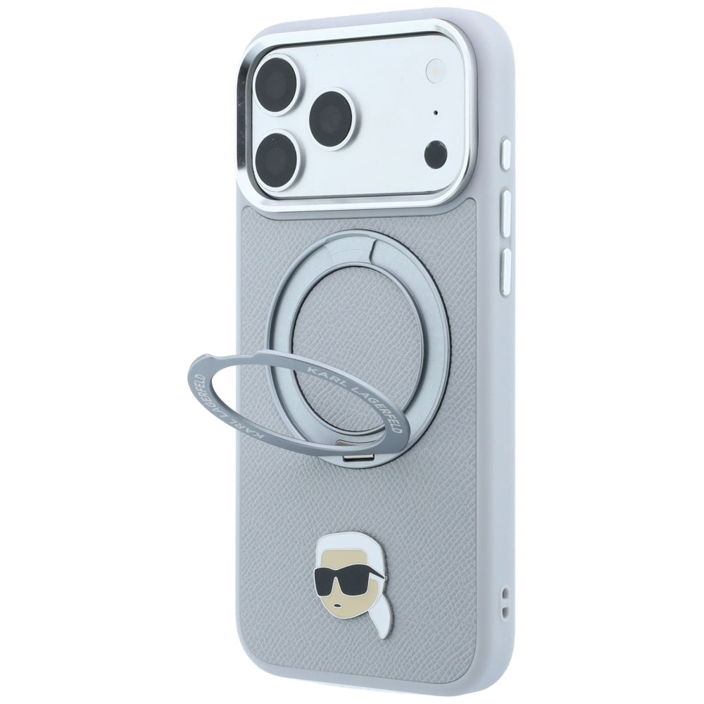 MagSafe futrola za Apple iPhone 18 Pro / 17 Pro, Karl Lagerfeld, Ring Stand 360 Karl Pin, Siva