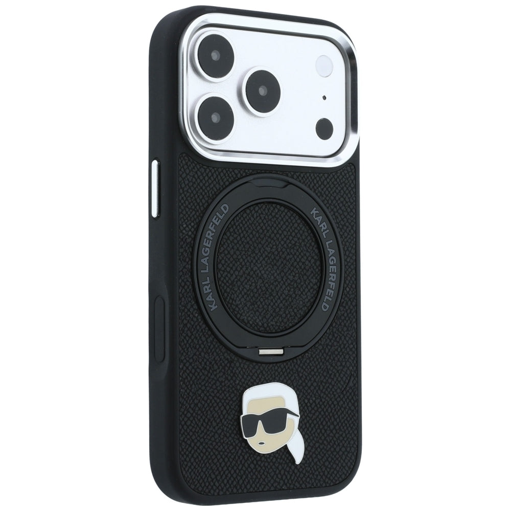 MagSafe futrola za Apple iPhone 18 Pro / 17 Pro, Karl Lagerfeld, Ring Stand 360 Karl Pin, Crna