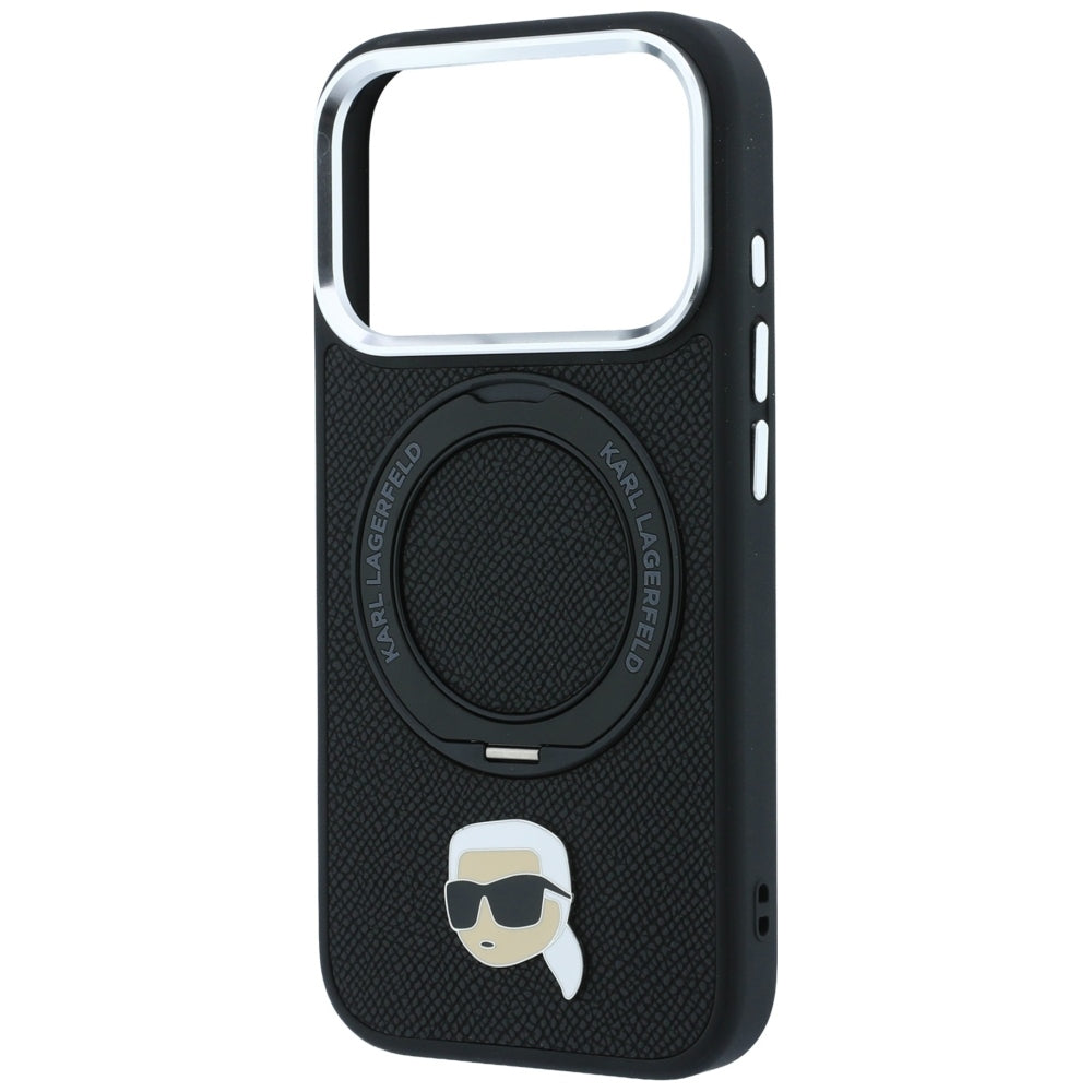 MagSafe futrola za Apple iPhone 18 Pro / 17 Pro, Karl Lagerfeld, Ring Stand 360 Karl Pin, Crna