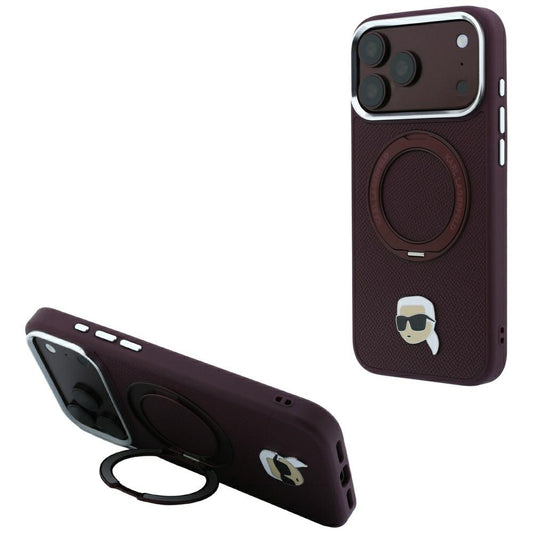 MagSafe futrola za Apple iPhone 18 Pro / 17 Pro, Karl Lagerfeld, Ring Stand 360 Karl Pin, Bordo