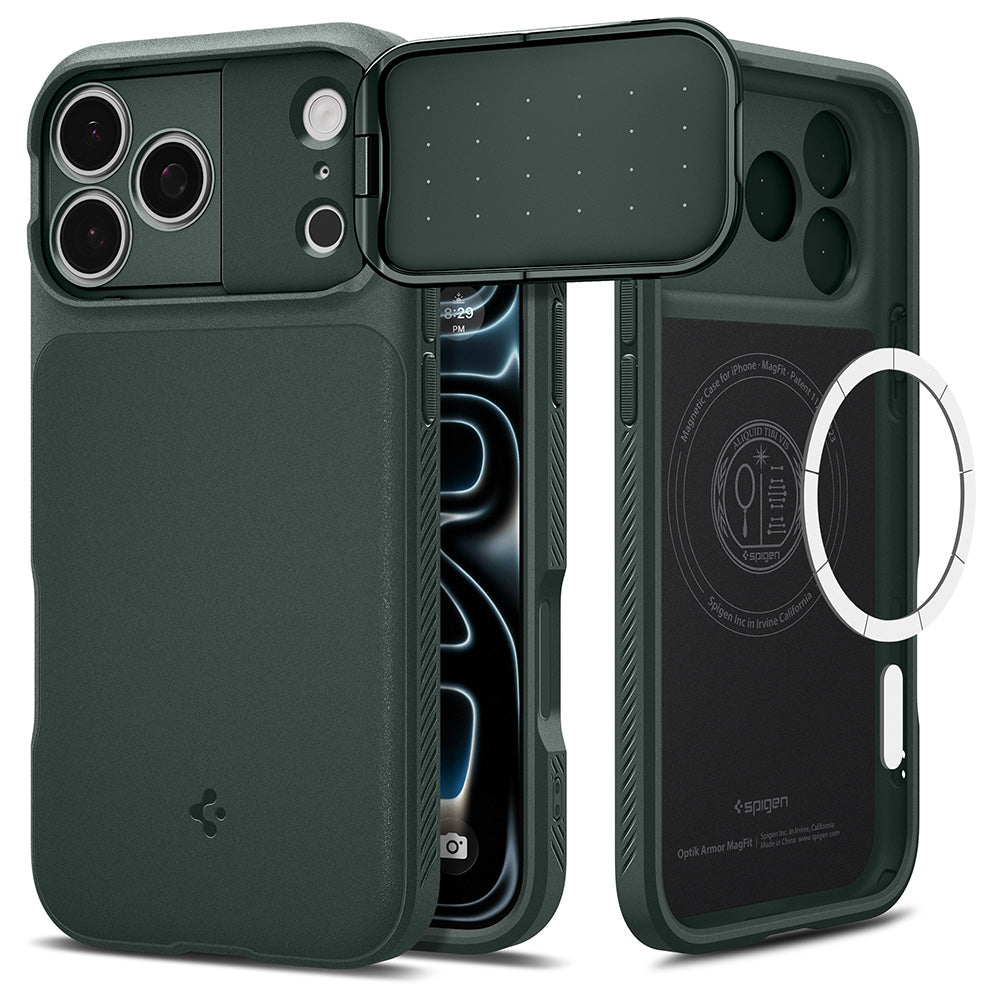 MagSafe futrola za Apple iPhone 18 Pro / 17 Pro, Spigen, Optik Armor, Zelena ACS09954