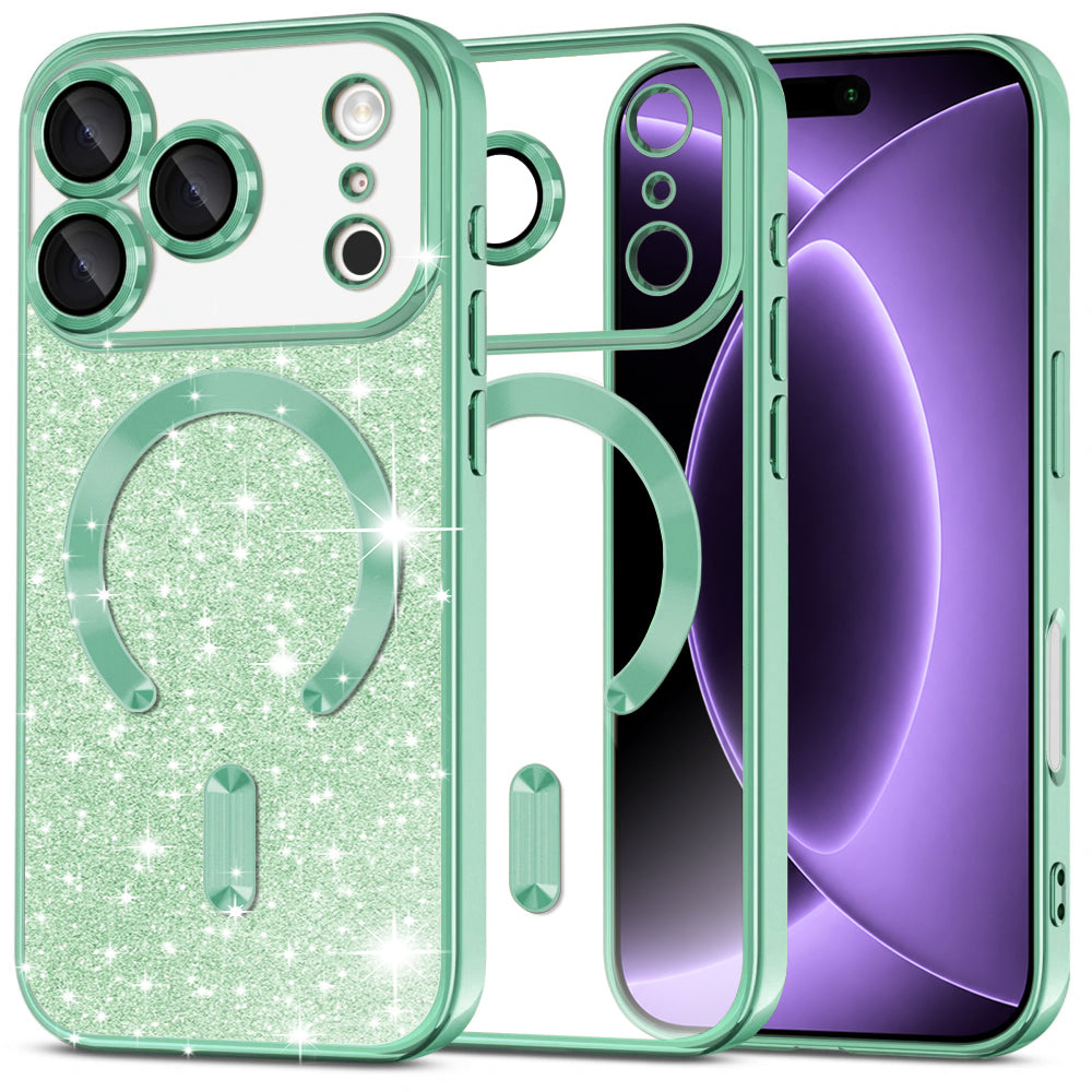 MagSafe futrola za Apple iPhone 18 Pro / 17 Pro, Techsuit, Luxury Glitter, Svetlo Zelena