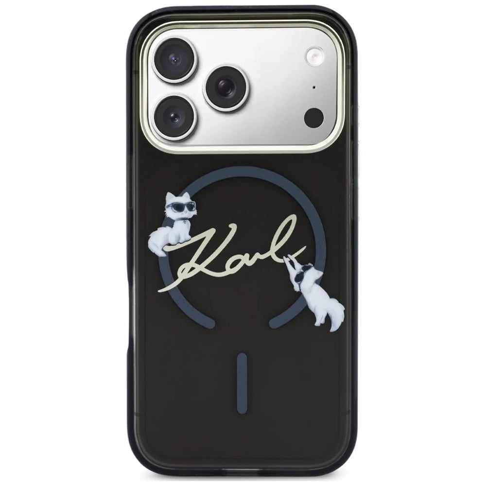 MagSafe futrola za Apple iPhone 18 Pro, Karl Lagerfeld, IML Choupette Karl Script Logo, Crna