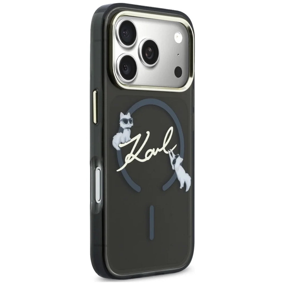 MagSafe futrola za Apple iPhone 18 Pro, Karl Lagerfeld, IML Choupette Karl Script Logo, Crna