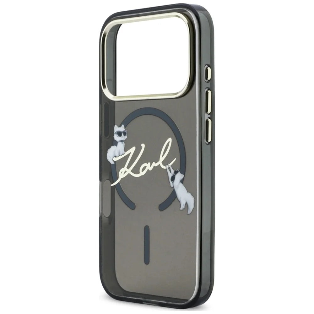 MagSafe futrola za Apple iPhone 18 Pro, Karl Lagerfeld, IML Choupette Karl Script Logo, Crna